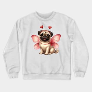 Valentine Fairy Pug Dog Crewneck Sweatshirt